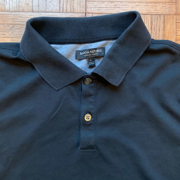 Men's Banana Republic Black Luxury Touch Polo, L - Picture 3 of 5